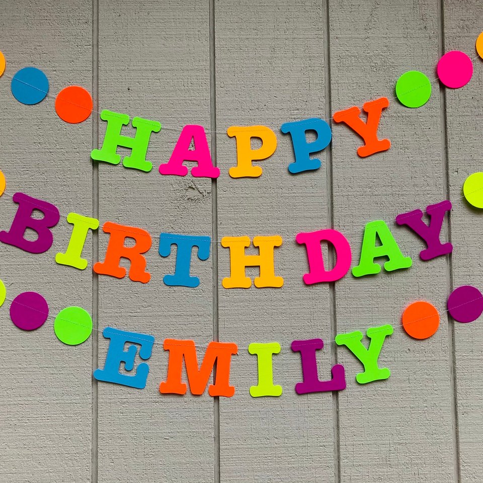 Glow Party Birthday Banner, Neon Birthday, UV Reflective Decor, Banner, Glow Party Decor, Birthday Banner, 80s Party, Sweet 16 Glow Party
