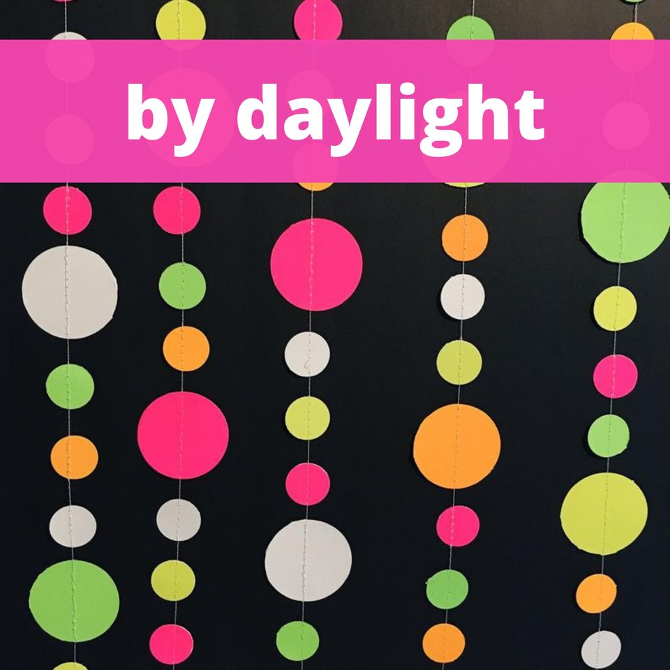 Glow Party Garland, Neon Party Decoration, 80s Party Decor, Glow Party Hanging Decor, Skate Party Decor, Glow Party Polka Dot Garland