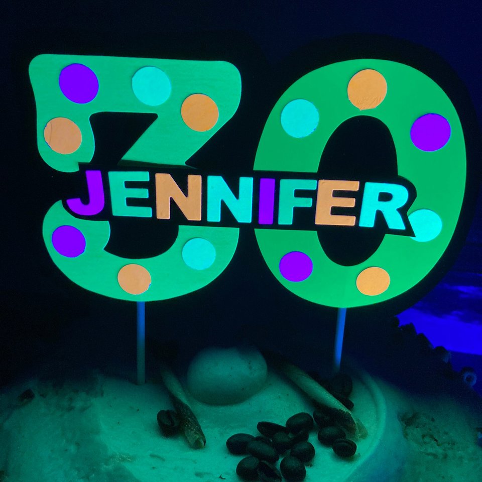 Glow Party Cake Topper, Gift for Teen, Sweet 16 Gift, Neon Cake, Birthday Gift under 20, Personalized Present, Milestone Birthday Gift