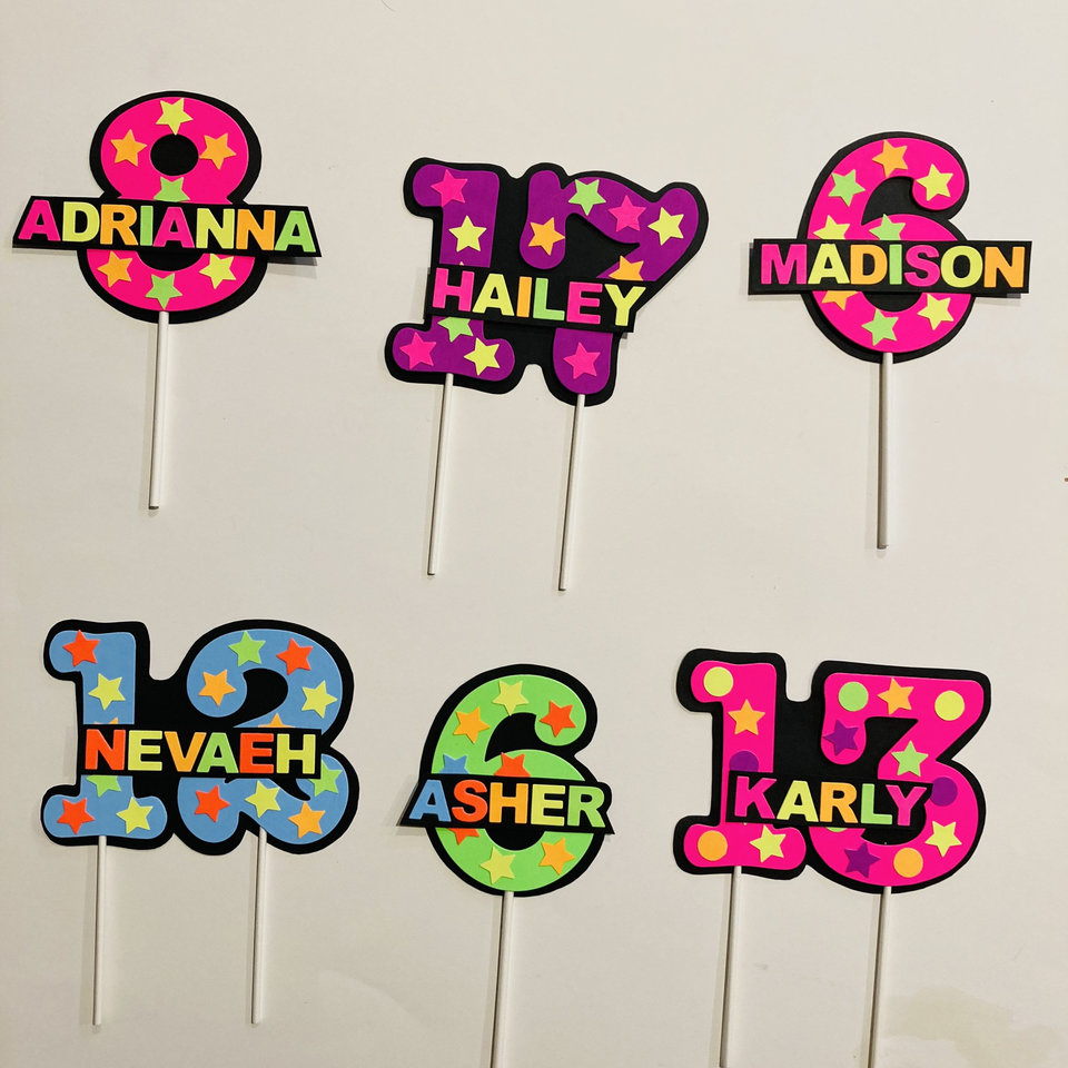 Neon Green Cake Topper, Glow Party Cake, Glow Birthday Cake, Personalized Cake Topper, Glow Party Decor, Neon Birthday, Glow in the Dark