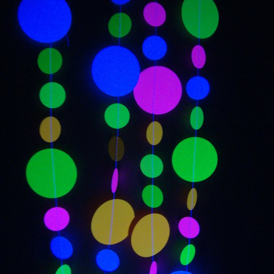 Glow Party Decorations, 15-foot Neon Garland, UV Reflective Neon Party Decor, Sweet 16 Glow Party, Teen Neon Dance Party, Black Light Party