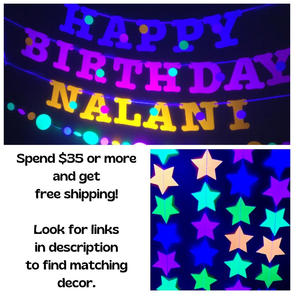 Personalized Boy Glow Party Cake Topper, Neon Birthday Cake Decor, Birthday Decoration, Glow in the Dark Supplies, Neon Skate, 9th Birthday