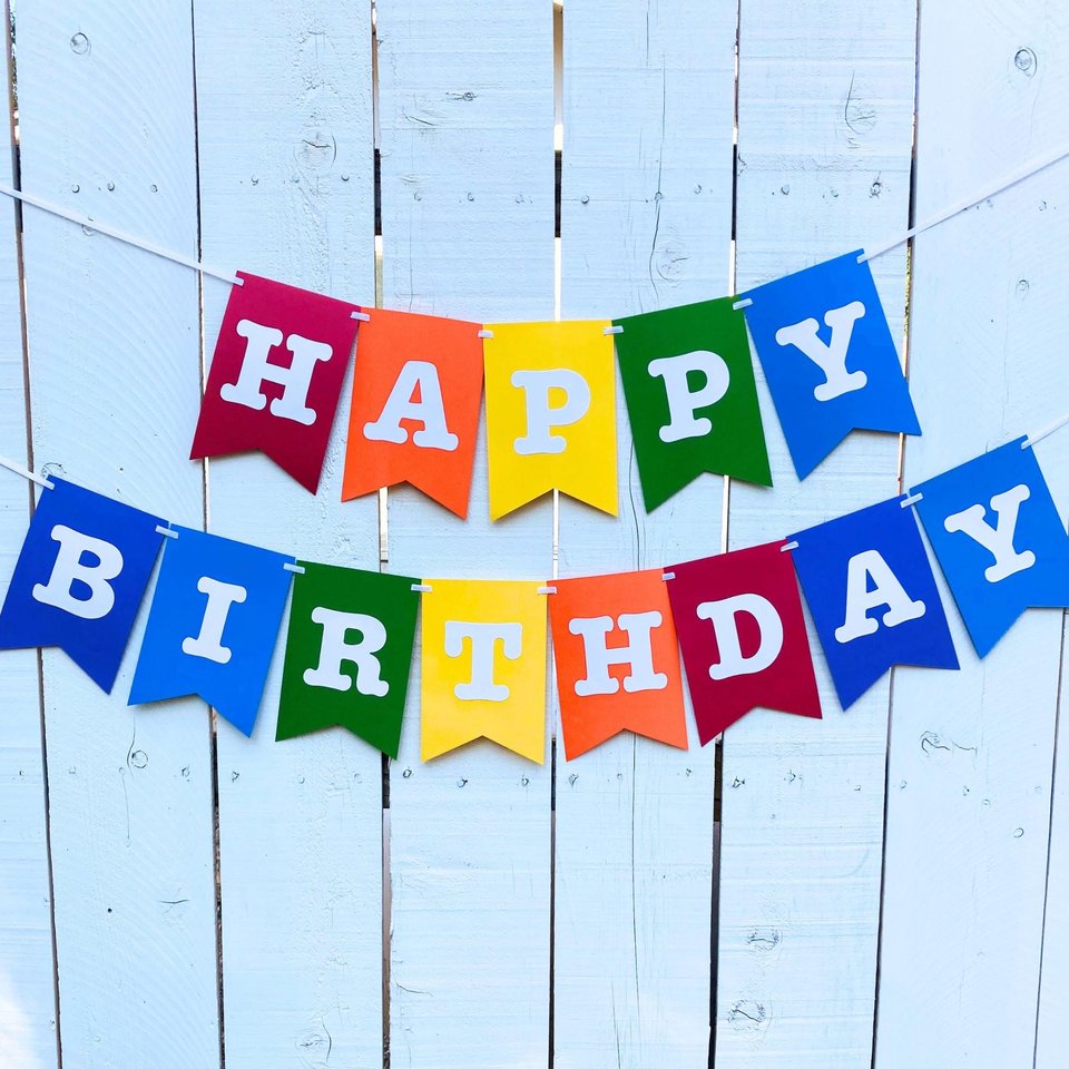 Rainbow Birthday Banner, Colorful Party Decor, Card stock Birthday Sign, Kids Party Decoration, Rainbow Theme Birthday Supplies