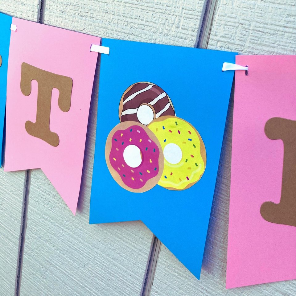 National Donut Day Banner, Donut Party, Office Celebration, Company Party, National Day Sign, Pink and Turquoise Banner, School Event