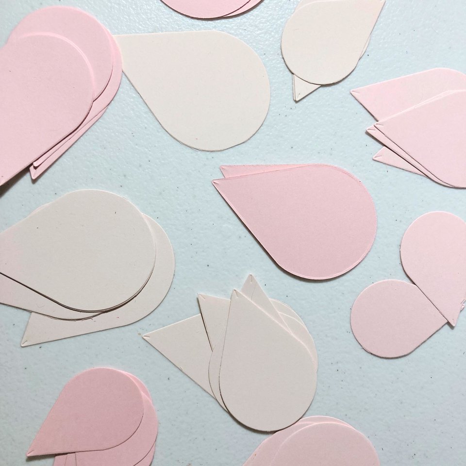 Blush Raindrop Baby Shower Garland, Pink Girl Baby Sprinkle Centerpiece, Custom Color Paper Bunting, Food and Gift Table Backdrop Decoration