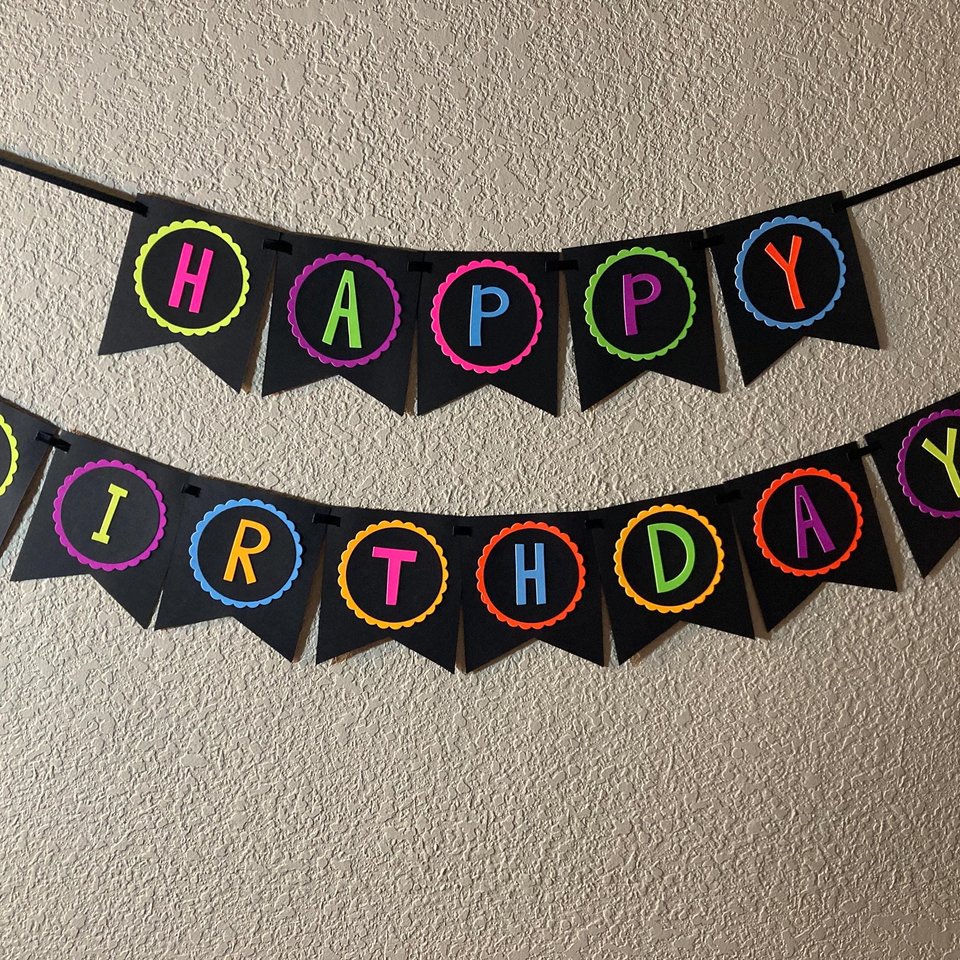 Neon Birthday Banner, Glow Party Banner, 80s Birthday Party, Black Light Party, Sweet 16 Glow Party, 80s Party, Retro Birthday, Skate Party