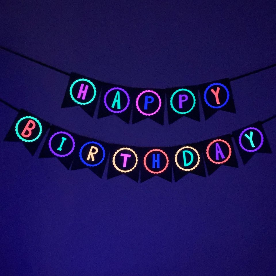 Neon Birthday Banner, Glow Party Banner, 80s Birthday Party, Black Light Party, Sweet 16 Glow Party, 80s Party, Retro Birthday, Skate Party