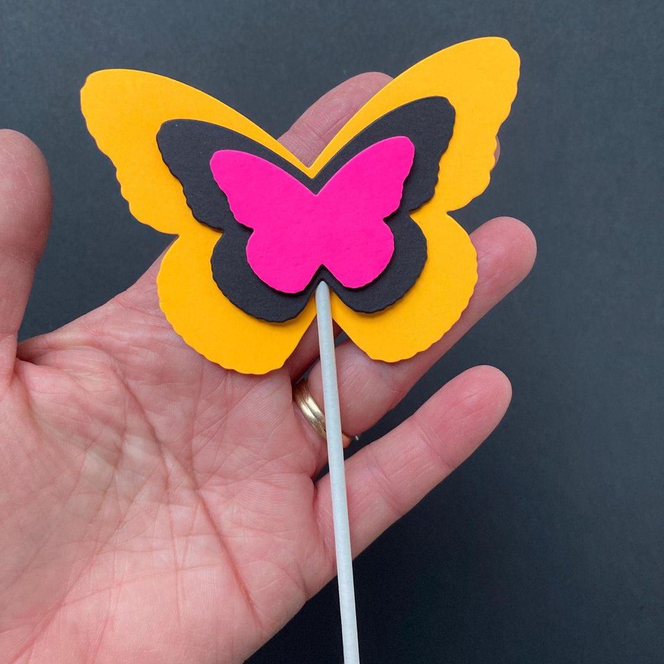 Neon Butterfly Cupcake Toppers, Glow Party Decoration, Glow in the Dark Butterflies, Black Light Cupcake Decor, UV Reflective Toppers