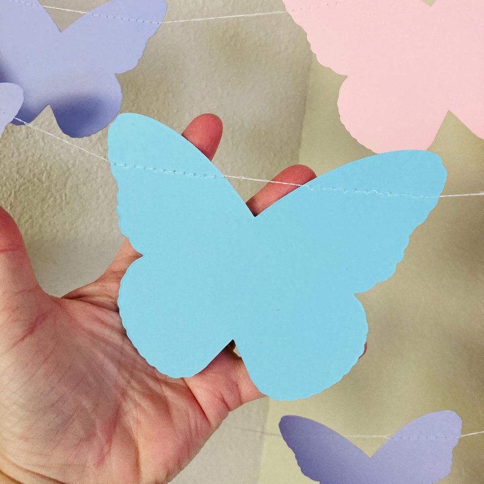 Butterfly Garland, Butterfly Party, Spring Tea Party Decoration, Easter Banner, Girl Birthday Bunting, Monarch Streamers, Pink and Purple
