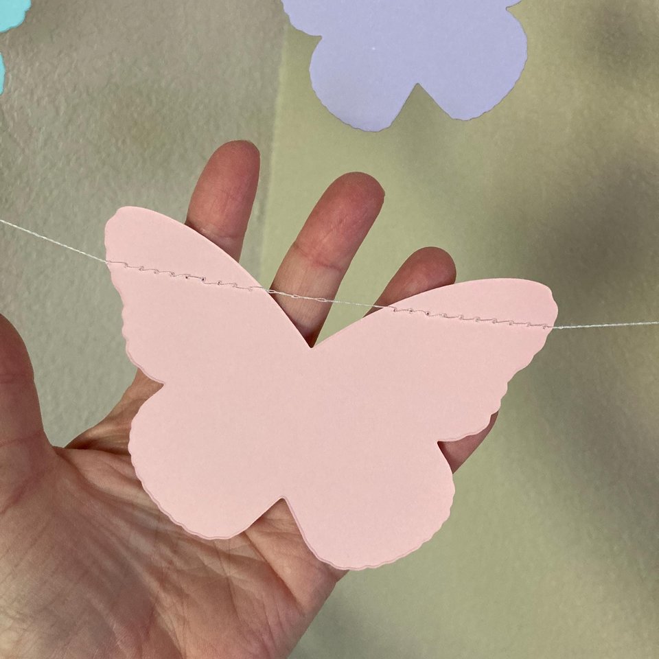 Butterfly Garland, Butterfly Party, Spring Tea Party Decoration, Easter Banner, Girl Birthday Bunting, Monarch Streamers, Pink and Purple