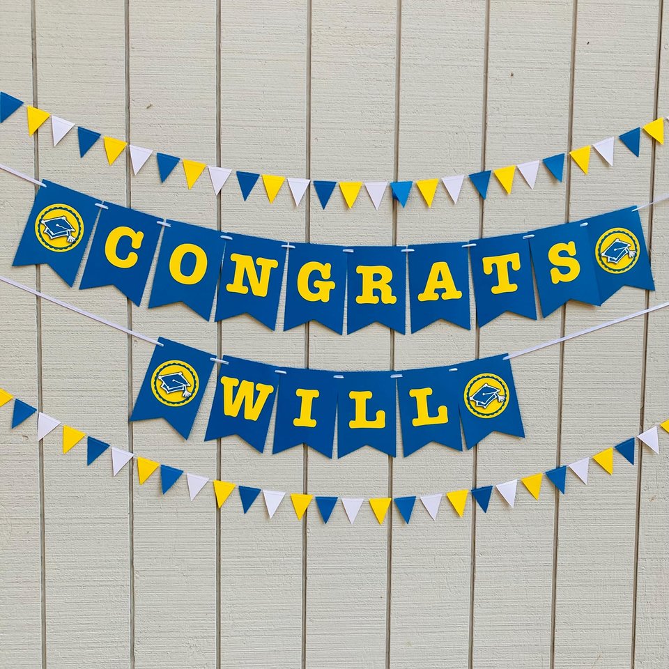 Ucla Graduation Banner, Congrats Banner, Blue and yellow Graduation Decor, Graduation Party Backdrop, University of California Los Angeles