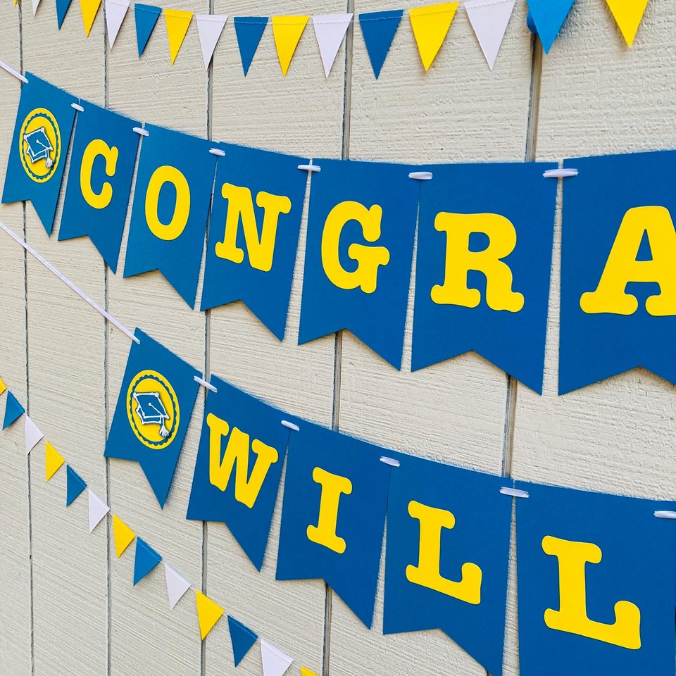 Ucla Graduation Banner, Congrats Banner, Blue and yellow Graduation Decor, Graduation Party Backdrop, University of California Los Angeles
