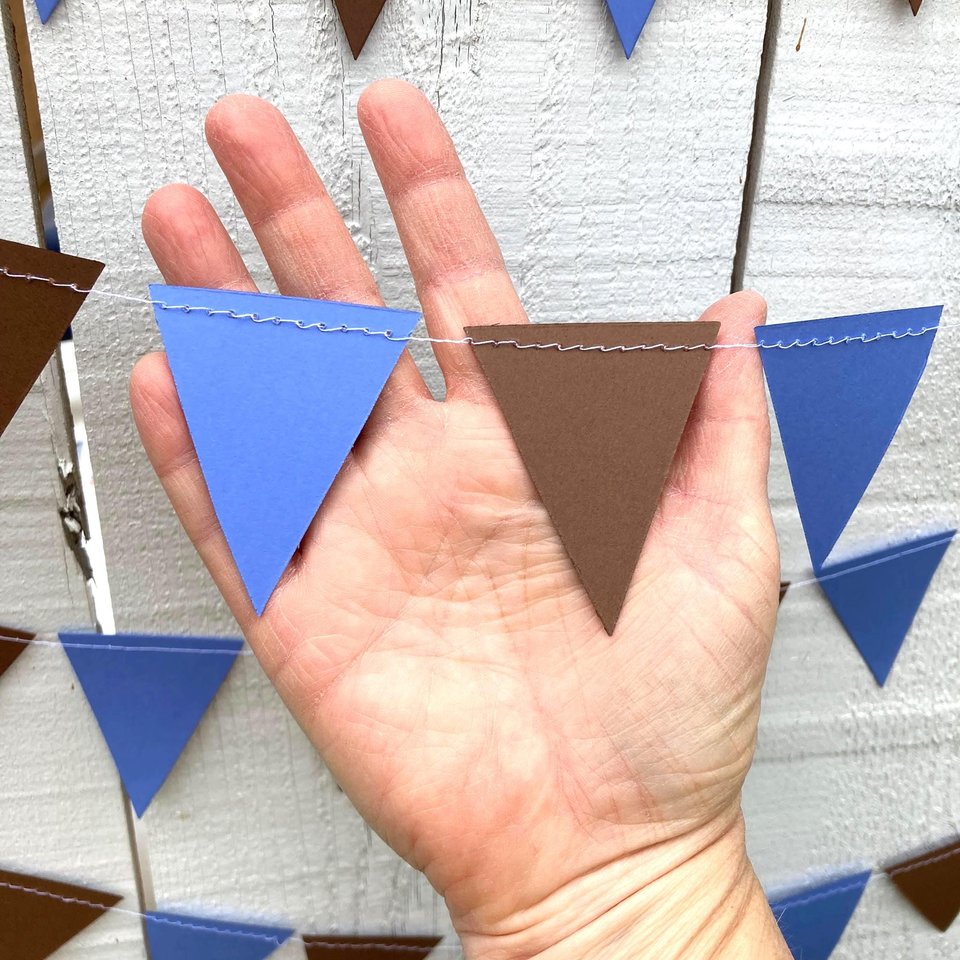 Tufts University graduation party garland, Blue and brown Triangle Bunting, University dorm decor, Bed Party Streamers, Dorm Decor