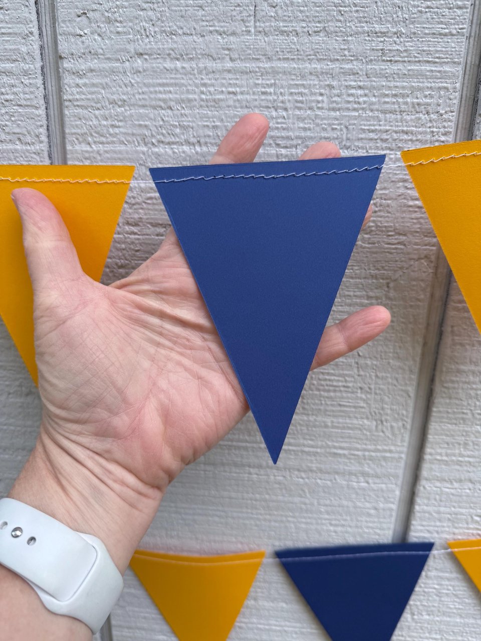 Large Blue and Gold Pennant Garland, UC Berkeley Graduation, Bed Party Bunting, Decision Day, Dorm Decor, Michigan, Notre Dame, California