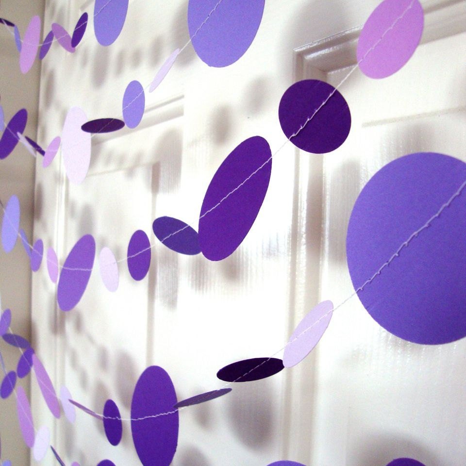 Purple Circle Garland, Paper Party Decoration, Purple Birthday Party, Paper Circle Bunting, Ultraviolet Party Decor, Birthday Party Decor