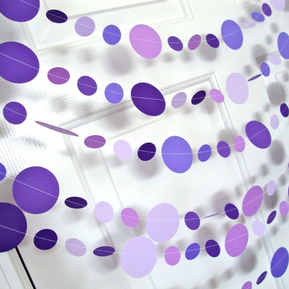 Purple Circle Garland, Paper Party Decoration, Purple Birthday Party, Paper Circle Bunting, Ultraviolet Party Decor, Birthday Party Decor