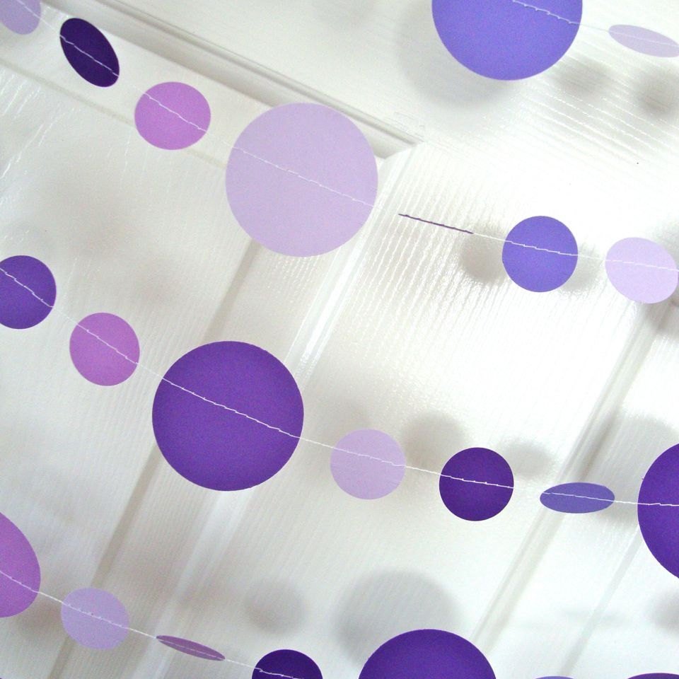 Purple Circle Garland, Paper Party Decoration, Purple Birthday Party, Paper Circle Bunting, Ultraviolet Party Decor, Birthday Party Decor