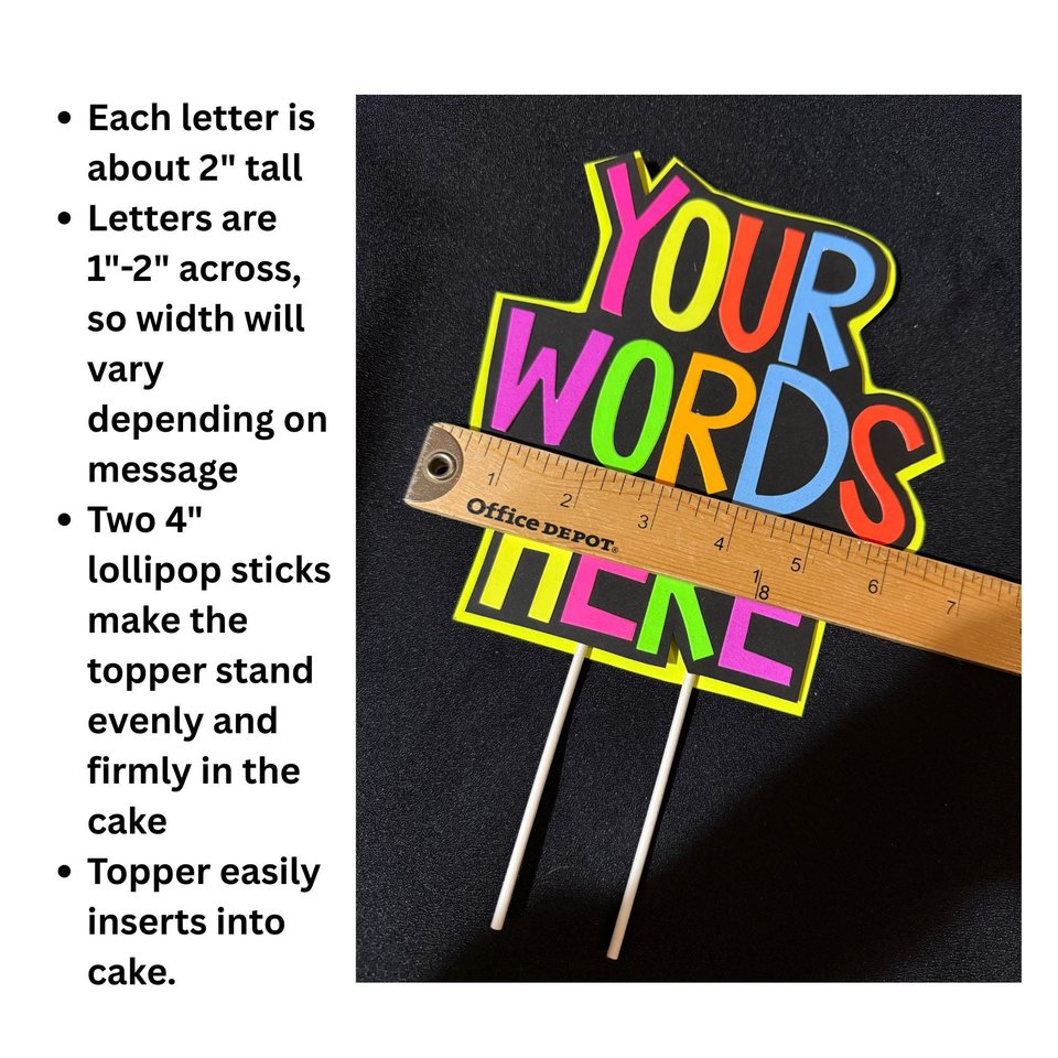 Custom Saying Neon Cake Topper, Glow Party Decoration, Blacklight Cake decor with any wording, Rave Party, Retro Glow in the Dark Decor