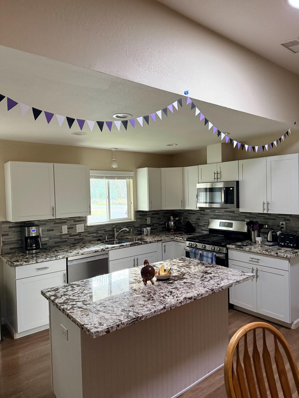 Purple White Black Graduation Garland, College Dorm and Bed Party Decor