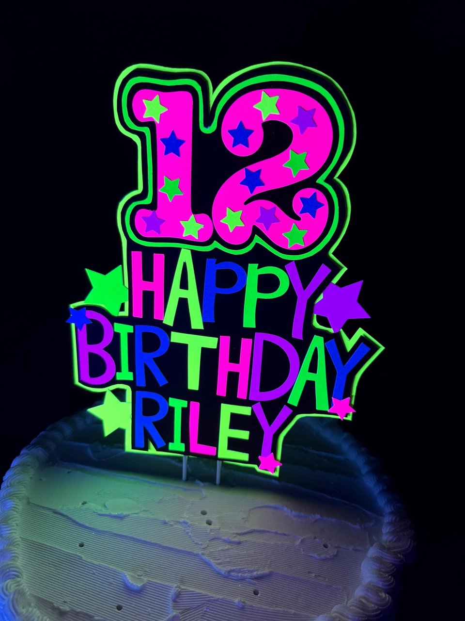 Personalized Neon Cake Topper, Glow Party Birthday Decoration