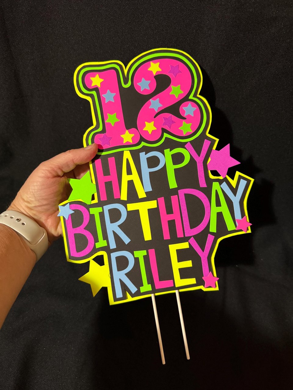 Personalized Neon Cake Topper, Glow Party Birthday Decoration