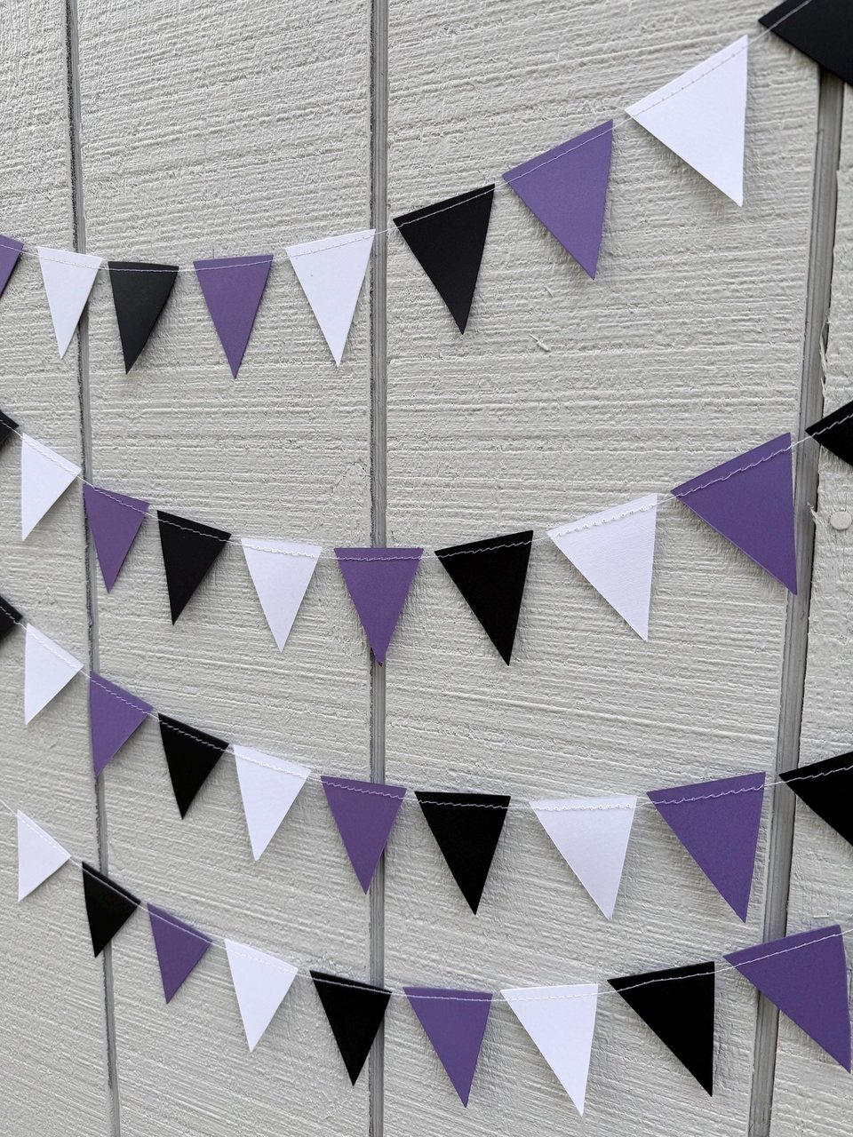 Purple White Black Graduation Garland, College Dorm and Bed Party Decor