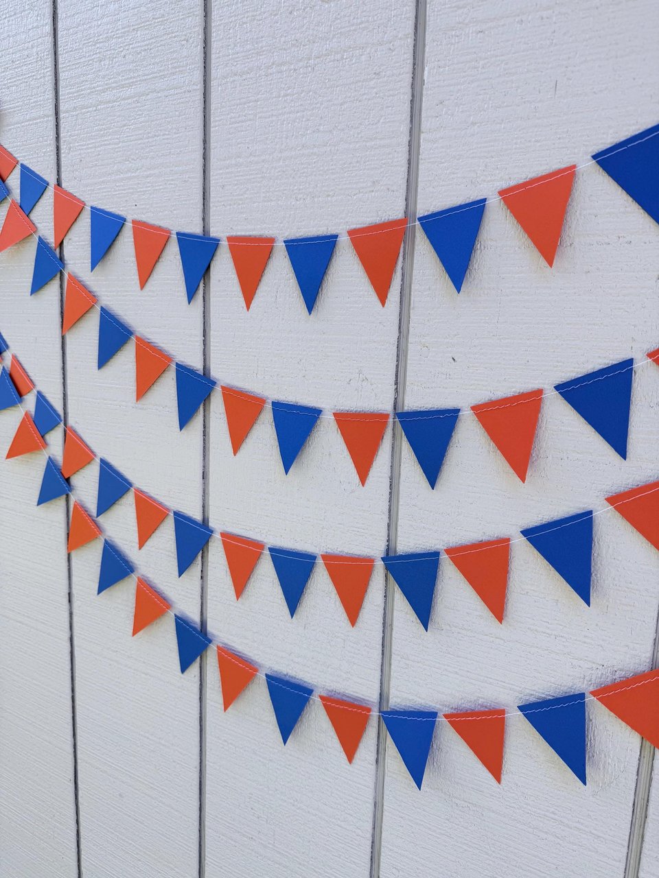 Orange Royal Blue Pennant Garland, Graduation Decoration, Decision Day, Bed Party, Flag Bunting, Dorm Decor, Boise State, CSUF, U of Florida