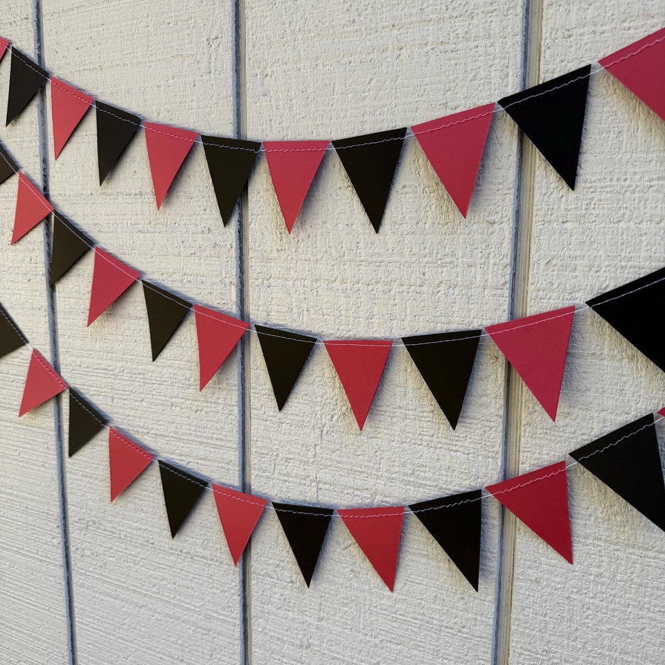 University of South Carolina Graduation Garland, Black and Garnet Red Pennant Flags, Graduation Decoration, Bed Party, Decision Day Streamer