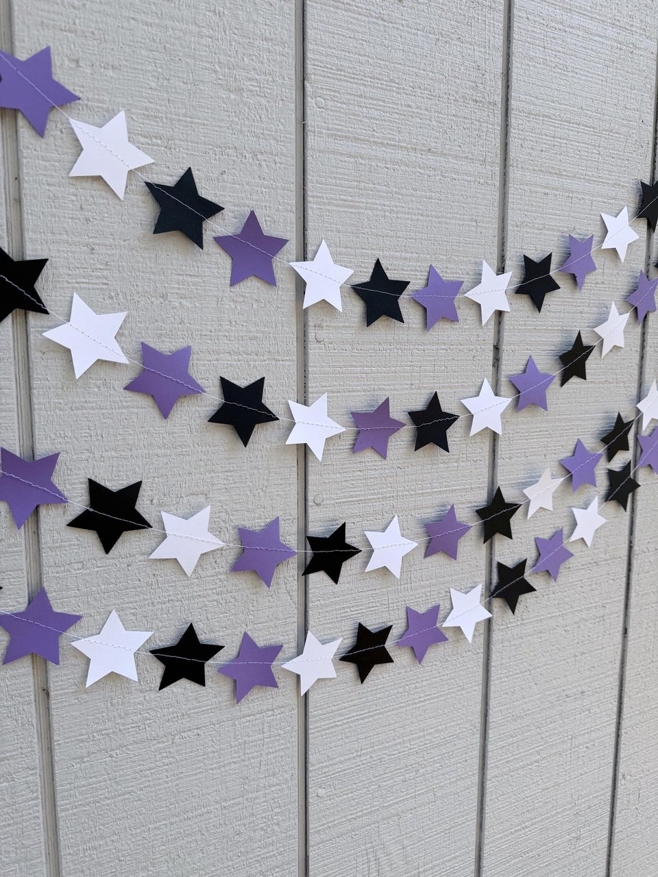 Star Party Garland, Purple Black White Graduation Decor, Back to School Party, Grand Canyon, Kansas, Northwestern, Dorm Decoration