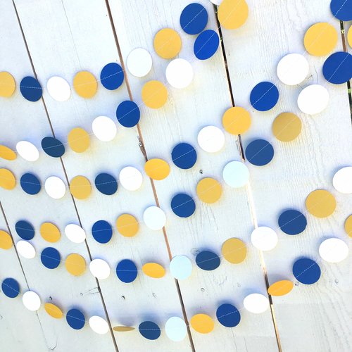 Blue and Yellow Back to School Party Garland, University of California, Paper Circle Bunting, College Send Off Party Decor, UCLA Dorm Decor