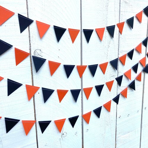 Black and Orange Back to School Decor, Triangle Bunting, College Send Off Party Garland, Dorm Decor, Princeton, Oregon State, Oklahoma State
