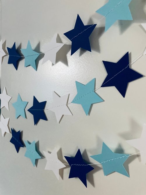 Star Garland, Navy and Light Blue Bunting, College Decision Day Decor