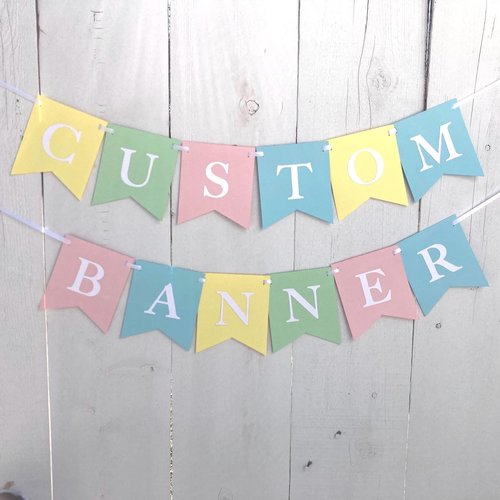 Pastel Baby Shower Banner, Custom Name or Phrase Sign, Gender Neutral Nursery Decor Personalized Party Garland, Baptism, Baby Sprinkle Event