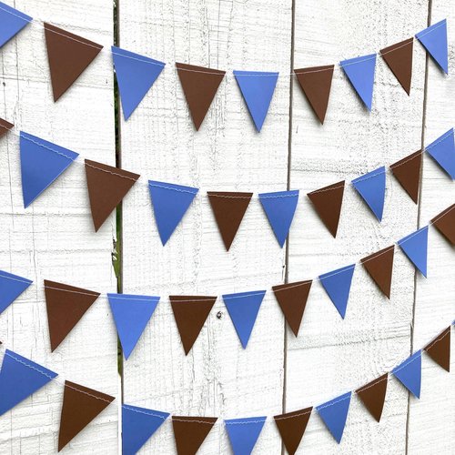 Tufts University graduation party garland, Blue and brown Triangle Bunting, University dorm decor, Bed Party Streamers, Dorm Decor