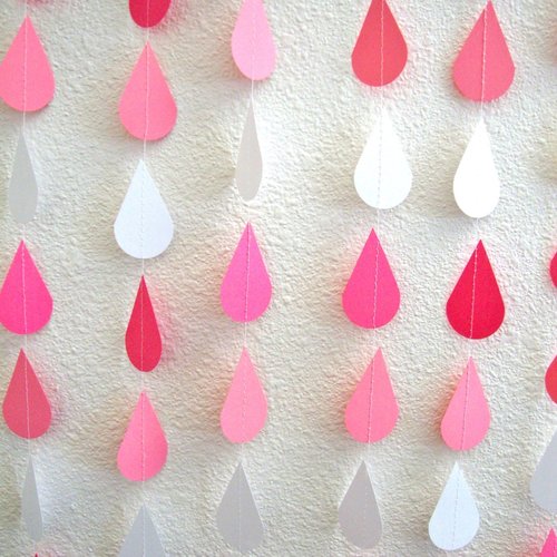 Pink and White Raindrop Bunting, Pink Sprinkle Garland, Girl Baby Shower Decoration, Baby Shower Garland, Pink Raindrops, Sprinkle Shower