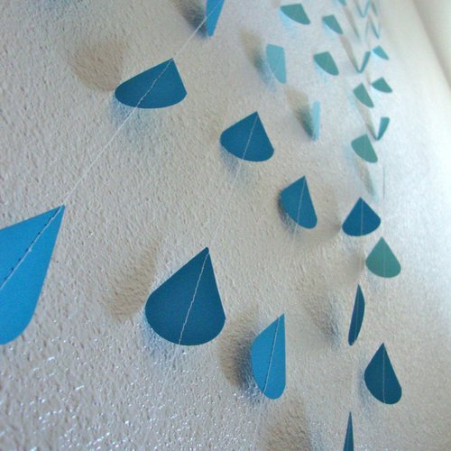 Blue Ombre Raindrop Garlands, Blue Raindrops, Bridal Shower Garland, Blue Shower Backdrop, Virtual Shower Backdrop, Shower Decoration