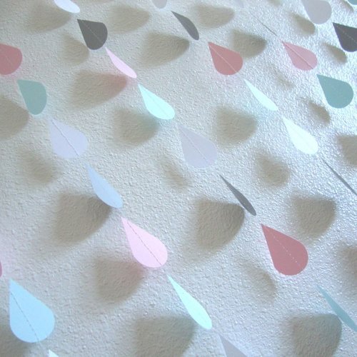 Raindrop Garland, Baby Shower Decor, Neutral Baby Shower, Pink and Blue Baby, Gender Reveal, Baby Sprinkle, Shower Backdrop, Virtual Shower